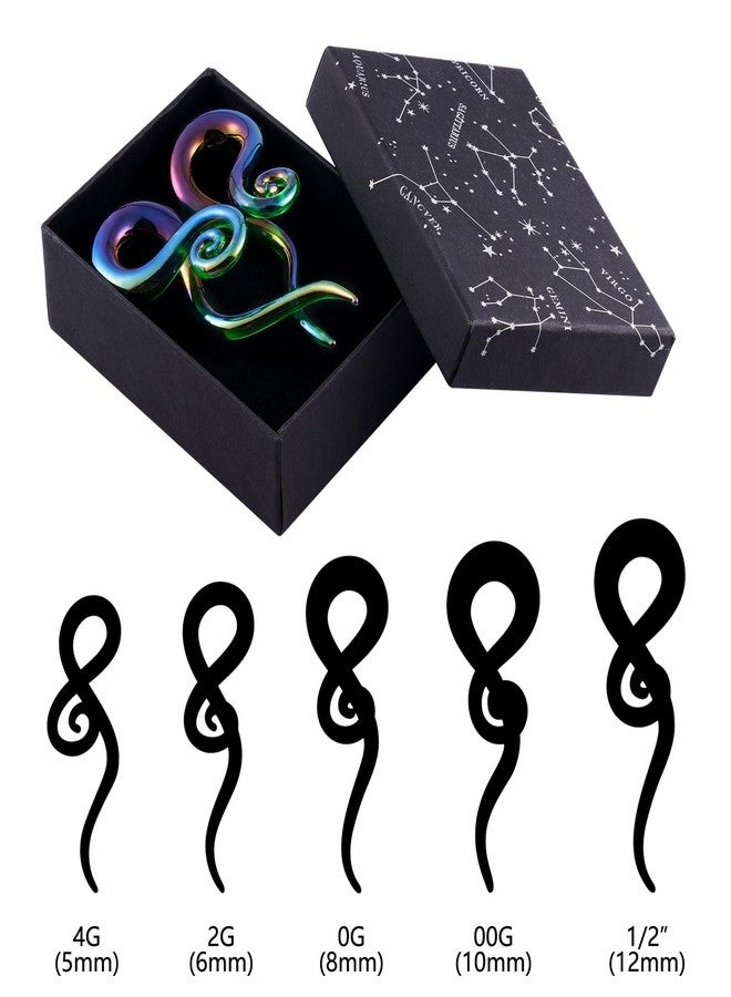Qmcandy 2pcs Glass Splatter Spiral Ear Tapers Hanger Gauges Piercing Gauges for Ear 00g, Green - Image 4